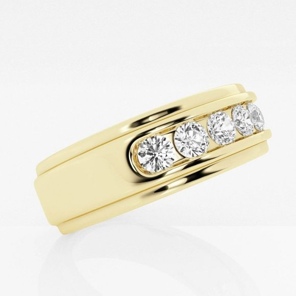 1 ctw Round Lab Grown Diamond Men Channel Set Wedding Band - Picture 4 of 4